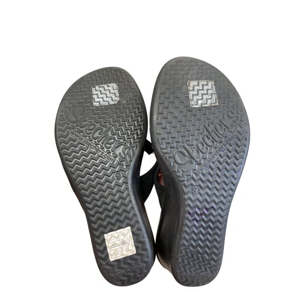 Skechers Womens Black Wedge 2.5" Heel Slip-On Sandals Size 9 SKU 8349 - Picture 8 of 15